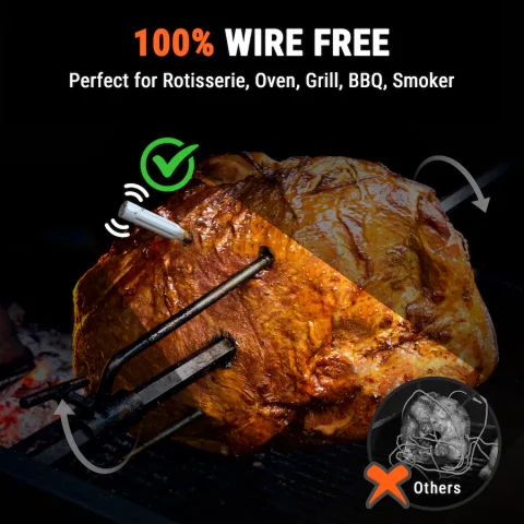 ThermoPro - Twin TempSpike 500FT Truly Wireless Meat Thermometer with 2 Probes and Signal Booster - Orange/Gray