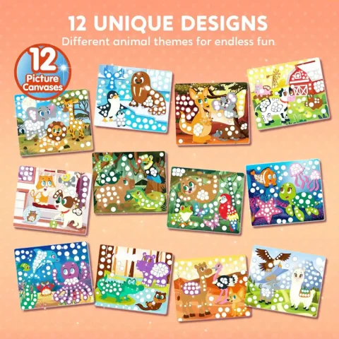 Joyfy - Animal Dot Art Kit for Kids 3-7, No Mess Sticker Arts and Crafts, Creative DIY Activity Toy, Gifts for Boys Girls